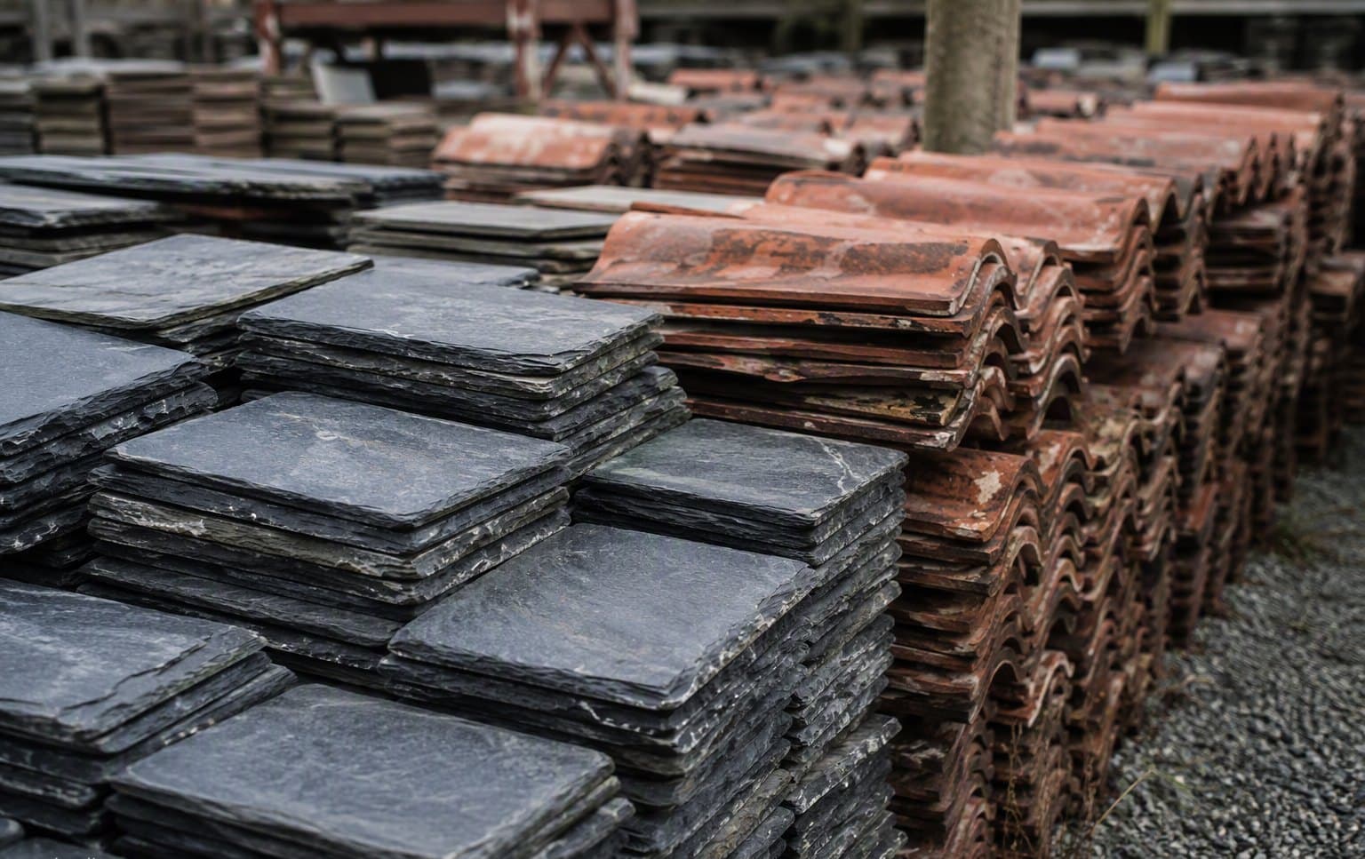 Reclaimed Welsh slate and clay roof tiles