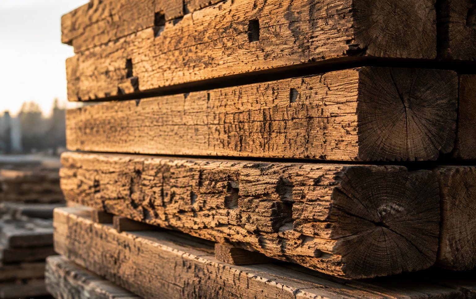 Reclaimed old oak beams